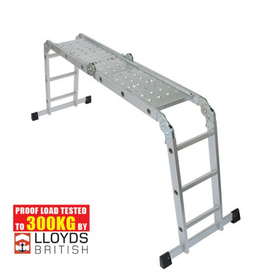 Combination Ladder Wolf 11 in 1 Aluminium Folding Multipurpose Steps w/ Platforms 150Kg