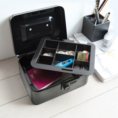 Combination Lock Cash Box, Compact Steel Security Box With 3 Digit ...