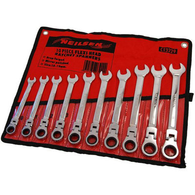 Combination Ratchet Spanner Set Flexible Head 10pc (Neilsen CT3229)