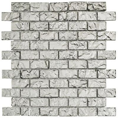 Comet Silver Brick Glass Mosaic 23x48mm