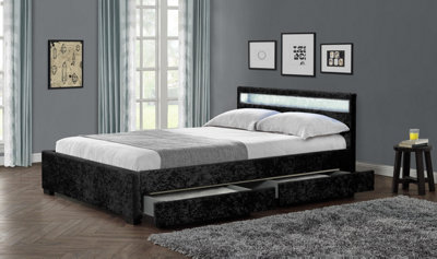 Velvet king size bed deals with storage