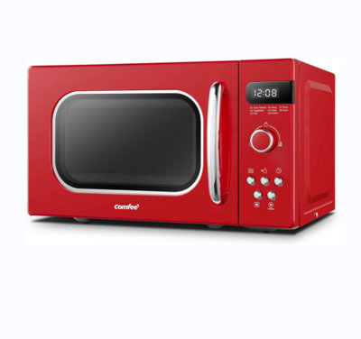 Comfee 800W 20L Freestanding Microwave Oven With LED Display and Button Control,Red