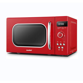 Comfee 800W 20L Freestanding Microwave Oven With LED Display and Button Control,Red