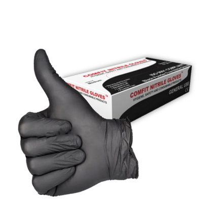 Comfit Large Black Nitrile Disposable Gloves