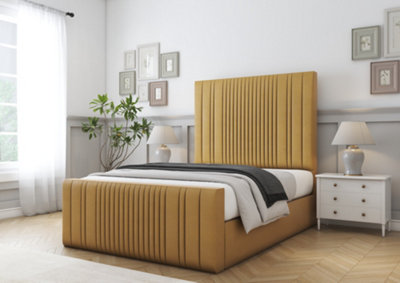 Comfort Beds The Foxy Mustard Plush Bed Frame with Mattress