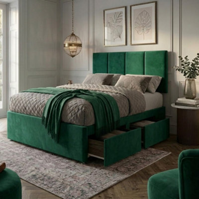 Comfort Emerald Green 4FT Small Double Plush Divan Bed with Spring ...