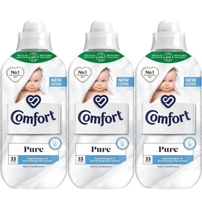 Comfort Pure Fabric Conditioner Hypoallergenic 33 Washes 990ml Pack Of 3