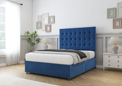 Comfort Savannah Navy Plush Divan Bed Base 2 Drawers Same Side - 26 ...
