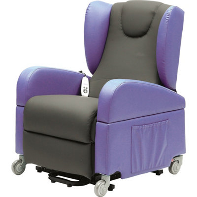 Comfortable Dual Motor Rise and Recline Lounge Chair in Black and Purple for Easy Mobility