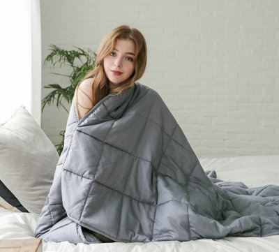 Comforting Weighted Blanket Quilted, Silver Grey, 100 x 150 cm 3.6kg