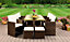 Comfy Living 11 Piece Cube Rattan Dining Set Gold with cover