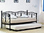 Comfy Living 2ft6 Christina Metal Day Bed With Crystal Finials with Trundle Option  in Black
