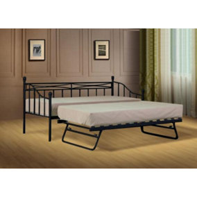 Comfy Living 2ft6 Paris Metal Day Bed Without Trundle in Black