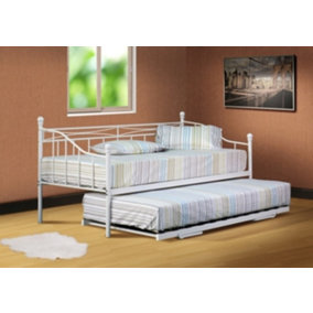 Comfy Living 2ft6 Paris Metal Day Bed  Without Trundle  in White