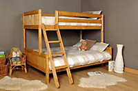 Comfy Living 3ft 4ft Triple wooden Bunk Bed kids Pine
