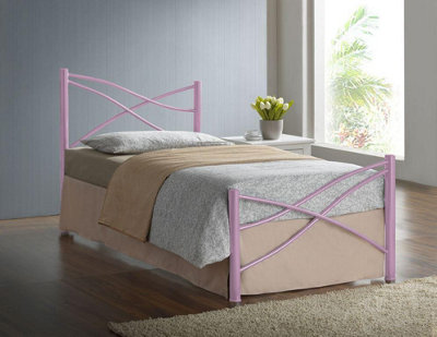 Comfy Living 3ft Amber Metal Bed Frame  in Pink
