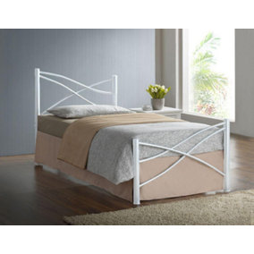 Comfy Living 3ft Amber Metal Bed Frame  in White