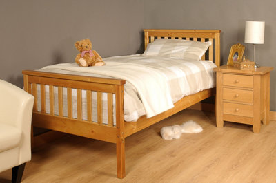Comfy Living 3ft Atlantis Caramel Wooden Bed Frame