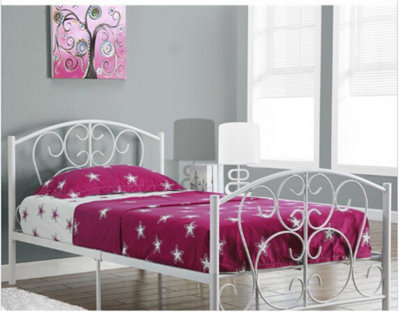 Comfy Living 3ft Carrie Metal Bed Frame in White