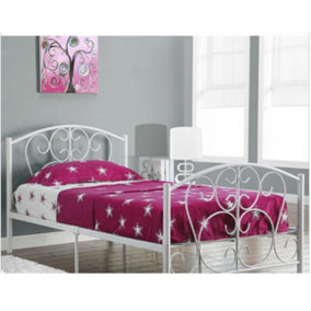 Comfy Living 3ft Carrie Metal Bed Frame in White