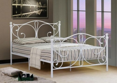 Comfy Living 3ft Christina Metal Bed Frame in White