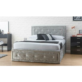 Comfy Living 3ft Colarado Crushed Velvet Ottoman Bed In Silver