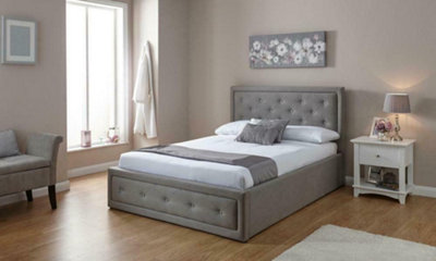 Comfy Living 3ft Colarado Fabric Ottoman In Grey