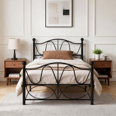 Comfy Living 3ft Lyon Metal Bed Frame in Black