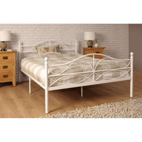 Comfy Living 3ft Lyon Metal Bed Frame  in White