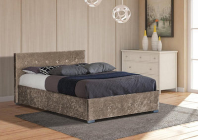 Comfy Living 3ft Nicole Crushed Velvet Ottoman Storage Bed Truffle