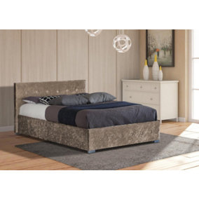 Comfy Living 3ft Nicole Crushed Velvet Ottoman Storage Bed Truffle