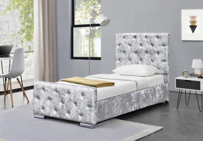 Grey velvet single deals headboard