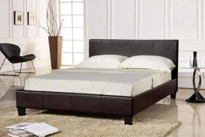 Comfy Living 3ft Prado Faux Leather Bed Frame Black