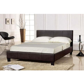Comfy Living 3ft Prado Faux Leather Bed Frame Chocolate