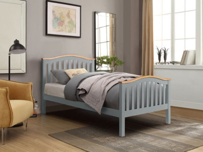 Comfy Living 3ft Solid Wooden Curved Bed Frame in Grey