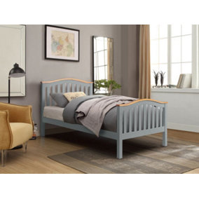 Comfy Living 3ft Solid Wooden Curved Bed Frame in Grey