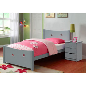 Comfy Living 3ft Star Bed in Grey With Bed Side