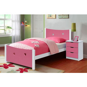 Comfy Living 3ft Star Bed in Pink With Bed Side
