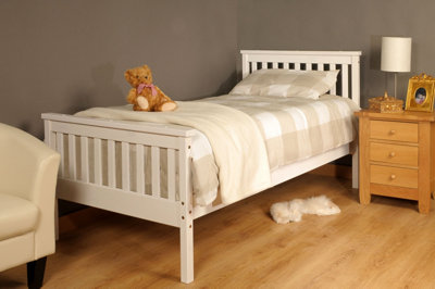 Comfy Living 3ft White Wooden Bed Frame