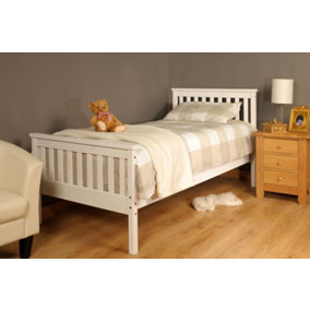 Comfy Living 3ft White Wooden Bed Frame