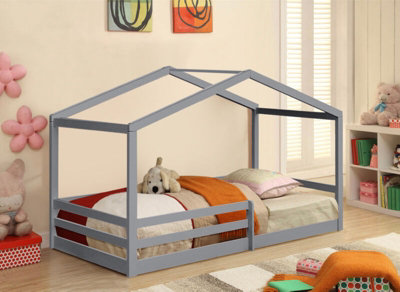 Comfy Living 3ft Wooden House Bed Grey
