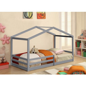 Comfy Living 3ft Wooden House Bed Grey