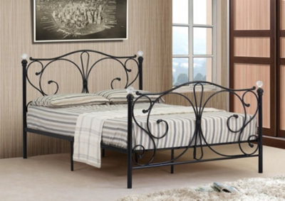 Comfy Living 4ft Christina Metal Bed Frame in Black