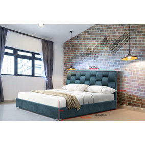 Comfy Living 4ft6 Auckland Plush Velvet Fabric Bed Frame Blue