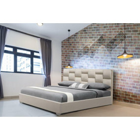 Comfy Living 4ft6 Auckland Plush Velvet Fabric Bed Frame Cream