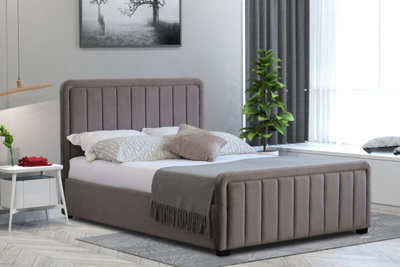 Comfy Living 4ft6 Brushed Velvet Fabric Dark Grey Ottoman Bed Frame