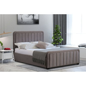 Comfy Living 4ft6 Brushed Velvet Fabric Dark Grey Ottoman Bed Frame