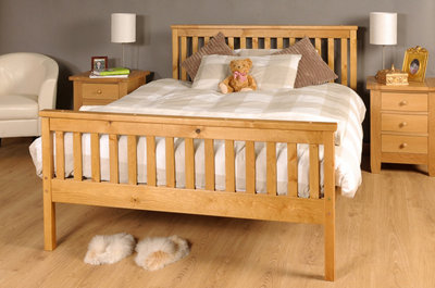 Comfy Living 4ft6 Caramel Wooden Bed Frame