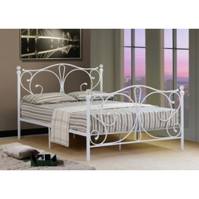Comfy Living 4ft6 Christina Metal Bed Frame in White