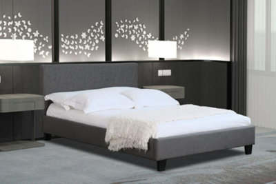 Comfy Living 4ft6 Fabric Prado Bed Frame Dark Grey